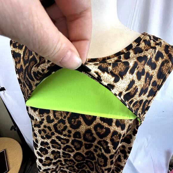 VOLL Animal print top blouse women's XL flowing long sleeveless browns loose - Picture 6 of 8